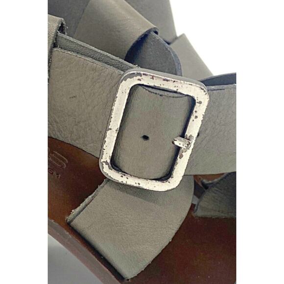 Boemos Italy Block Heel Sandals 39 US E 9 Dark Gray Leather Square Toe - Picture 2 of 11